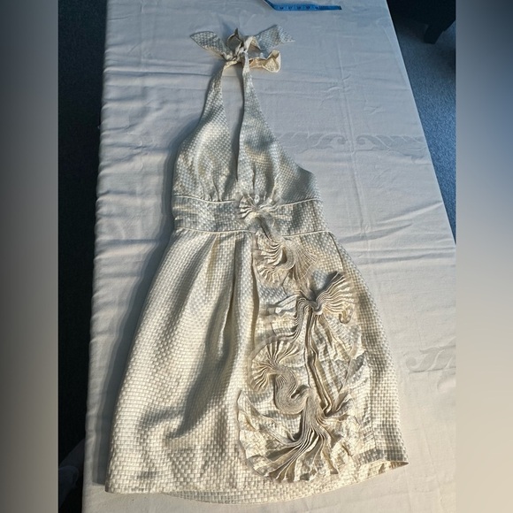 BCBG MaxAzria Fairycore Romantic Dress Size 2 Cream Sleeveless Backless - Picture 8 of 13